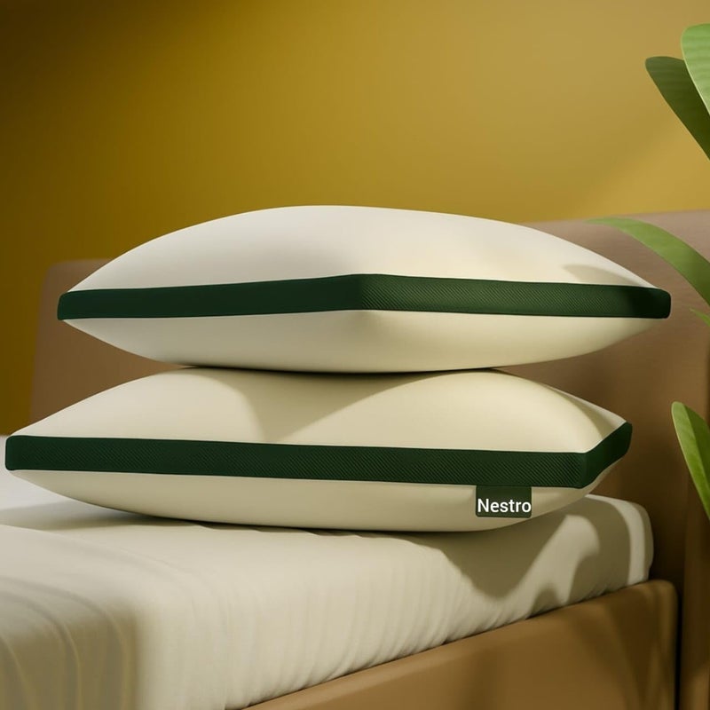Nestro Premium Set of 4 Gusset Pillow for Sleeping, Soft and Luxury Queen Size Bed White Microfiber Pillows |Neck Support, Machine Washable - Image 1