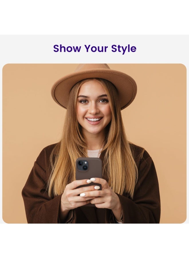 Compatible with iPhone 13/14 Case 6.1 Inch Slim Liquid Silicone 4 Layers Soft Gel Rubber Shockproof Protective Phone Case with Anti Scratch Microfiber Lining (Brown) - Image 2