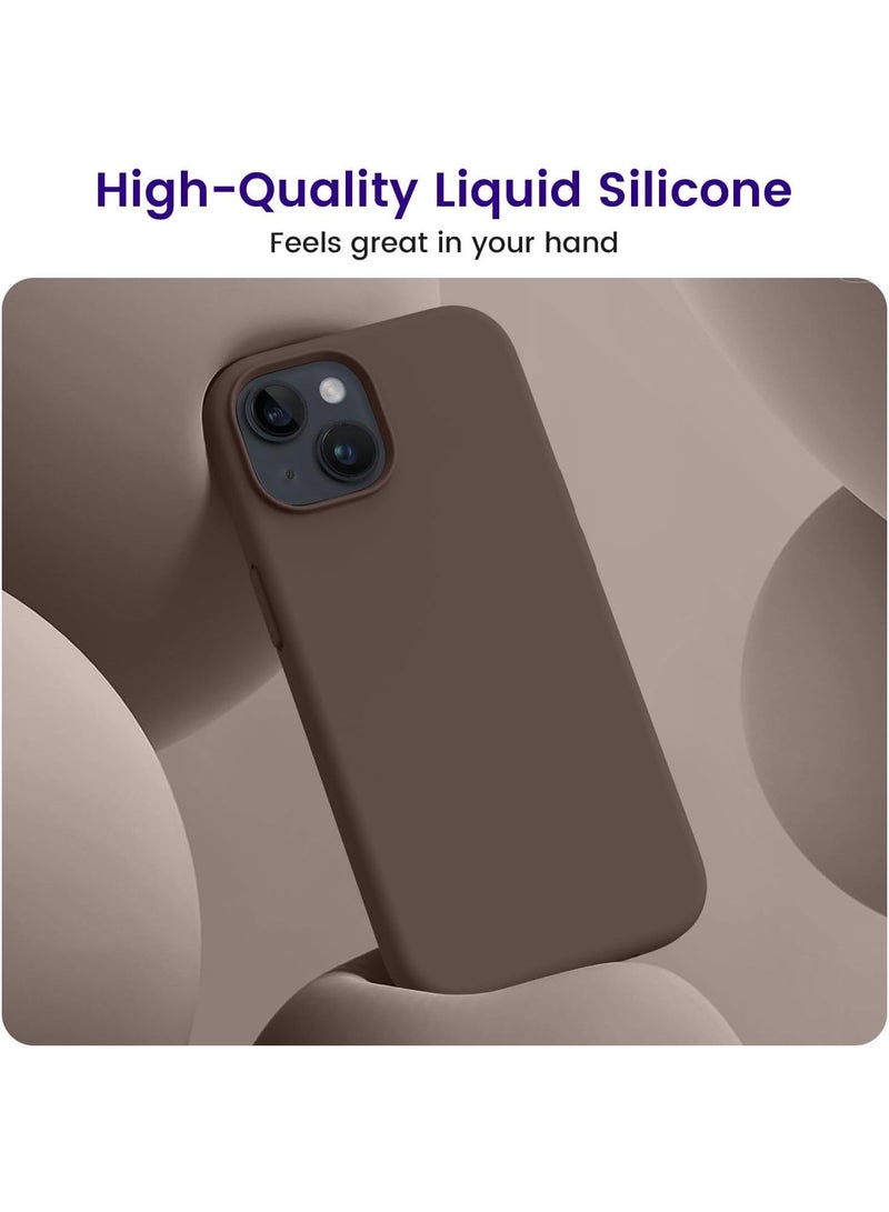Compatible with iPhone 13/14 Case 6.1 Inch Slim Liquid Silicone 4 Layers Soft Gel Rubber Shockproof Protective Phone Case with Anti Scratch Microfiber Lining (Brown) - Image 5