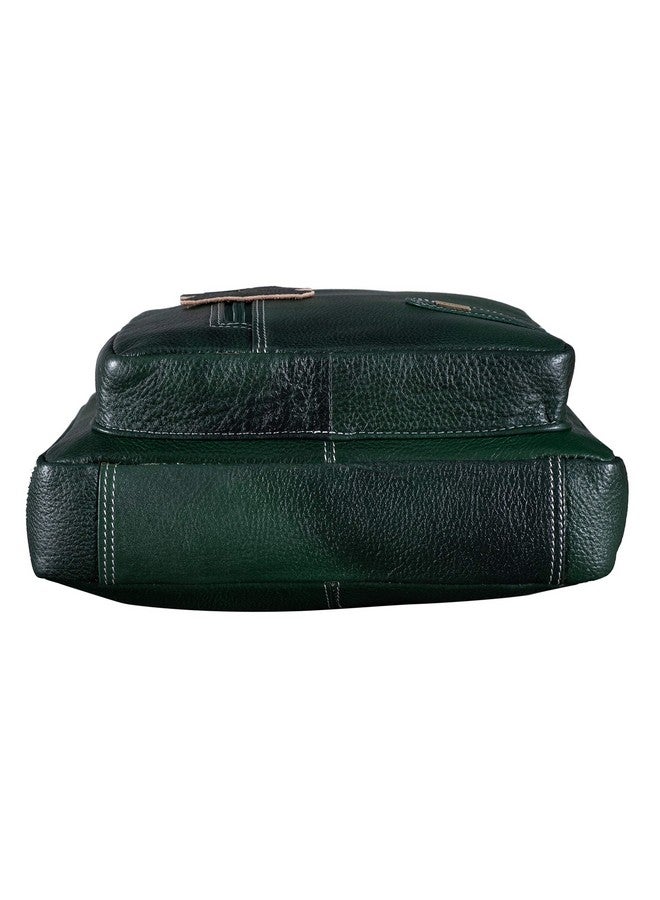 Brand Leather حقيبة صدر جلدية أصلية للرجال من BRAND LEATHER لحمل iPad بحجم 10.5 بوصة (أخضر) - Image 4