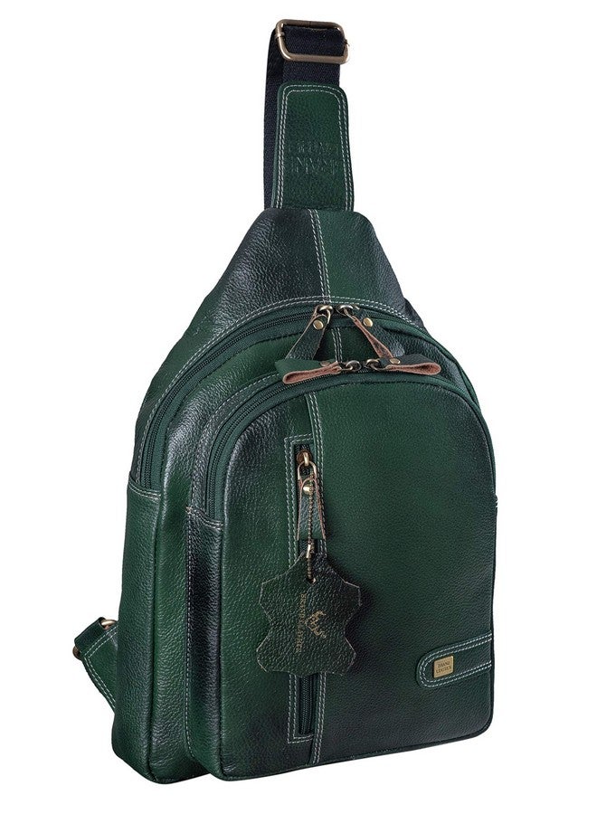 Brand Leather حقيبة صدر جلدية أصلية للرجال من BRAND LEATHER لحمل iPad بحجم 10.5 بوصة (أخضر) - Image 1