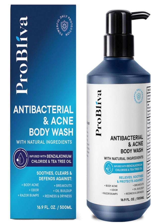 ProBliva Antibacterial Body Wash for Body Acne & Breakouts, Back Acne, Body Odor & Razor Bumps, Daily Body Wash & Body Soap for Oily & Acne-Prone Skin, Men & Women (Body Wash - Image 1