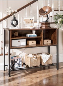 AGD Console Table, Coffee Storage Cabinet, Entryway Sideboard, with Open Storage Shelves, for Kitchen Dining Room, Living Room, Office - Brown  - Image 5