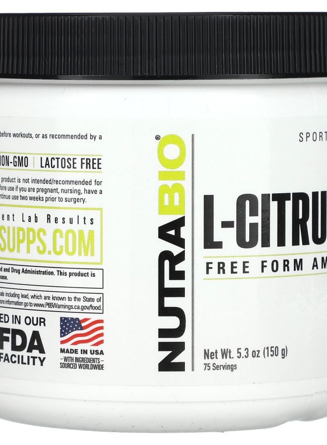 NutraBio L-Citrulline Free Form Amino Acid 5.3 oz (150 g) - Image 2
