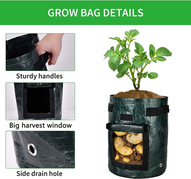 iPower 3Pack 10Gallon Potato Grow Bags Garden Waterproof Reusable Vegetable Plant Pots Container with Handle Access Flap and Large Harvest Window 10 Gallon for Tomato Carrot Fruits - Image 3