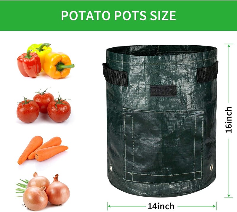 iPower 3Pack 10Gallon Potato Grow Bags Garden Waterproof Reusable Vegetable Plant Pots Container with Handle Access Flap and Large Harvest Window 10 Gallon for Tomato Carrot Fruits - Image 2