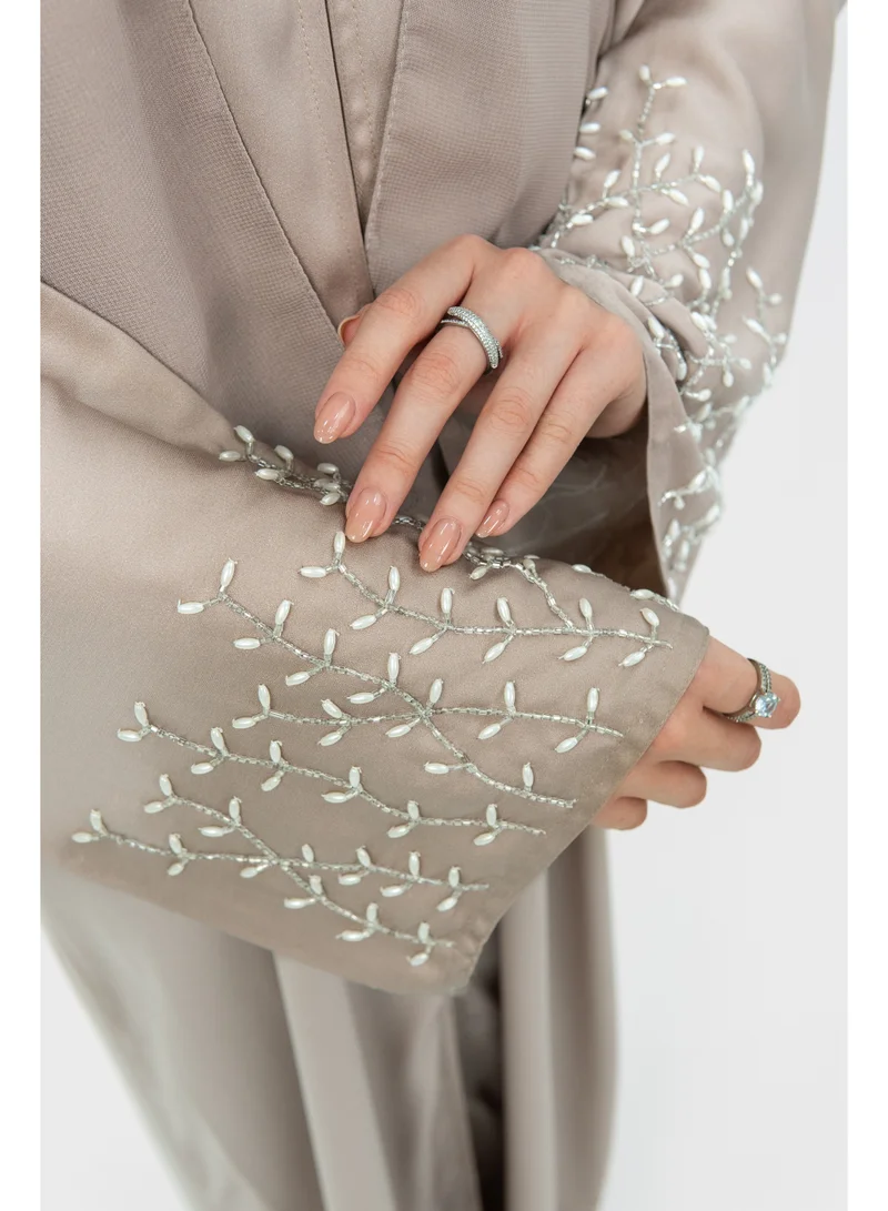 اوفيليا عباية مارا للنساء – عباية أنيقة بطول كامل بلون وردي صحراوي محتشمة