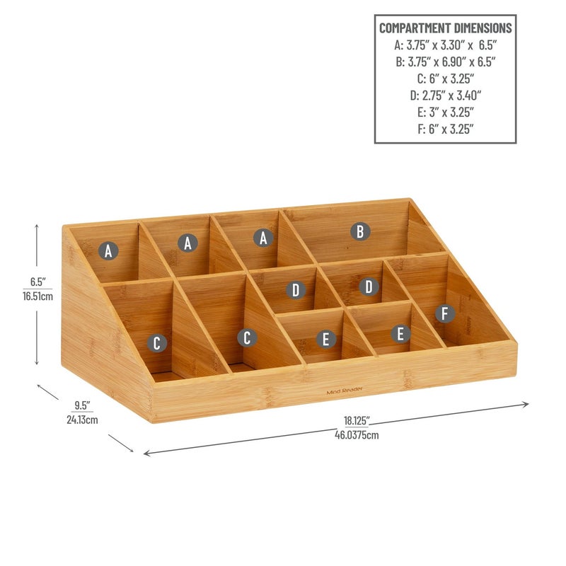Mind Reader Condiment Station, Countertop Org, Coffee Bar Rayon from Bamboo Cup, 11 Compartment, Brown - Image 4