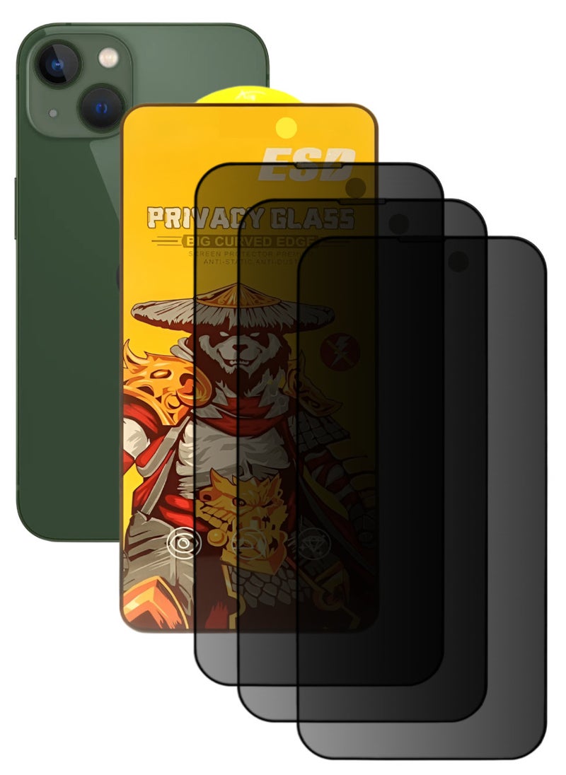 ESD 3 Pieces Tempered Dustproof Privacy Glass Screen Protector Compatible For iPhone 13 - Image 1