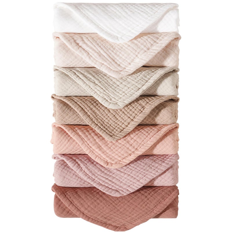 Konssy Muslin Baby Burp Cloths Sets for Unisex- 7 Pack Soft 100% Cotton Burping Clothes for Newbornï¼ŒBaby Girls and Boys - Image 1