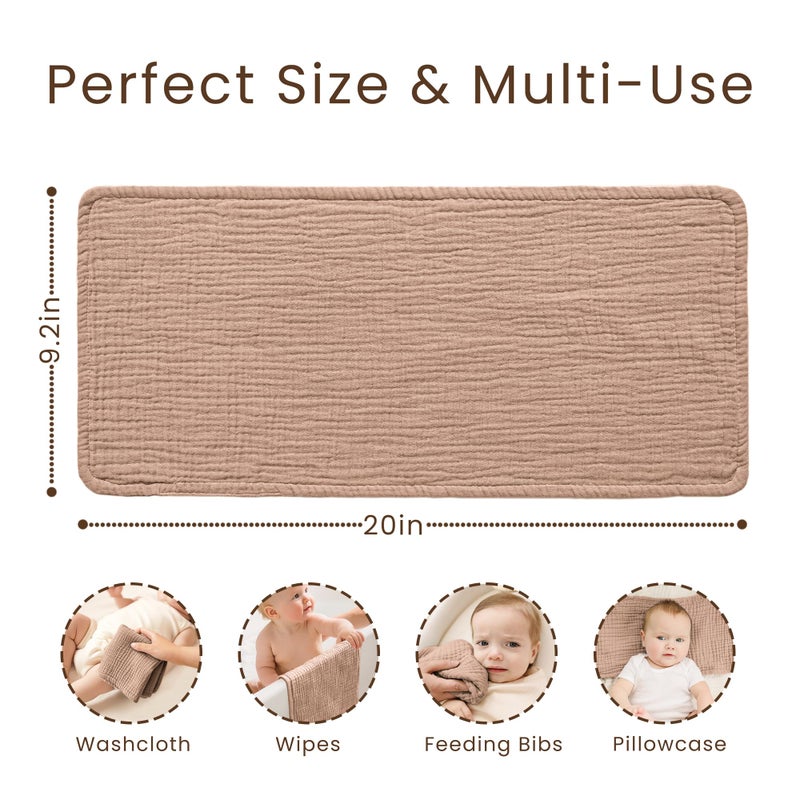 Konssy Muslin Baby Burp Cloths Sets for Unisex- 7 Pack Soft 100% Cotton Burping Clothes for Newbornï¼ŒBaby Girls and Boys - Image 3