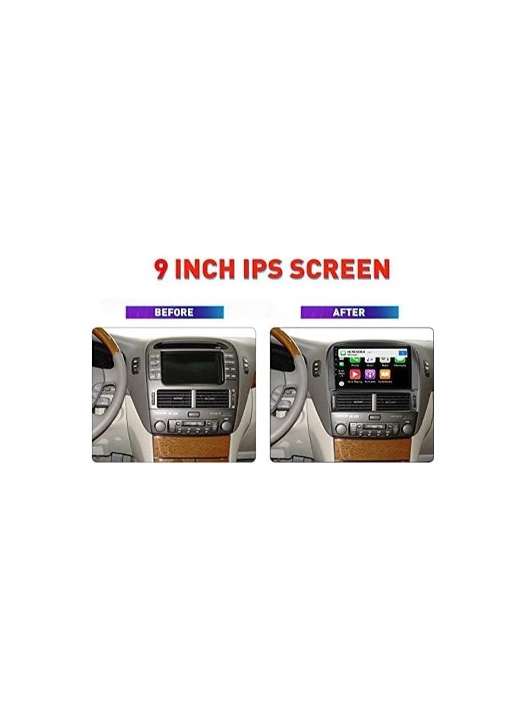 Android Car Stereo for Lexus LS430 2004 2005 2006 4GB RAM 64GB ROM 9 Inch Support Apple Carplay, MirrorLink WiFi BT, IPS Touch Screen with Backup Camera Included