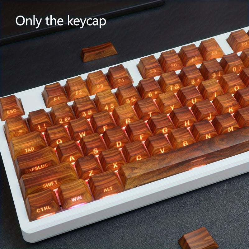 PBT Cherry Profile Keycaps With Side Engraving Wood Grain Box For Mechanical Keyboards MX Switches 6 25U Spacebar Gaming Office - Image 1