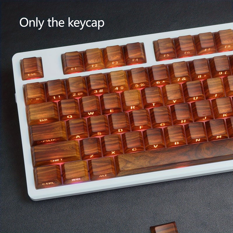 PBT Cherry Profile Keycaps With Side Engraving Wood Grain Box For Mechanical Keyboards MX Switches 6 25U Spacebar Gaming Office - Image 3