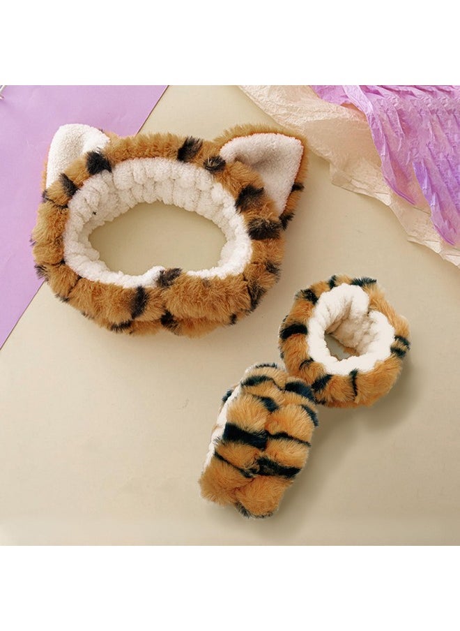 AEGYPIUS Soft And Cute Headband And Wristband Set | Yellow Headband And White Wristbands | Spa Accessories | Ideal For Face Washing And Makeup | 3-Piece | Face Wash Headband And Wristband Set  - Image 3