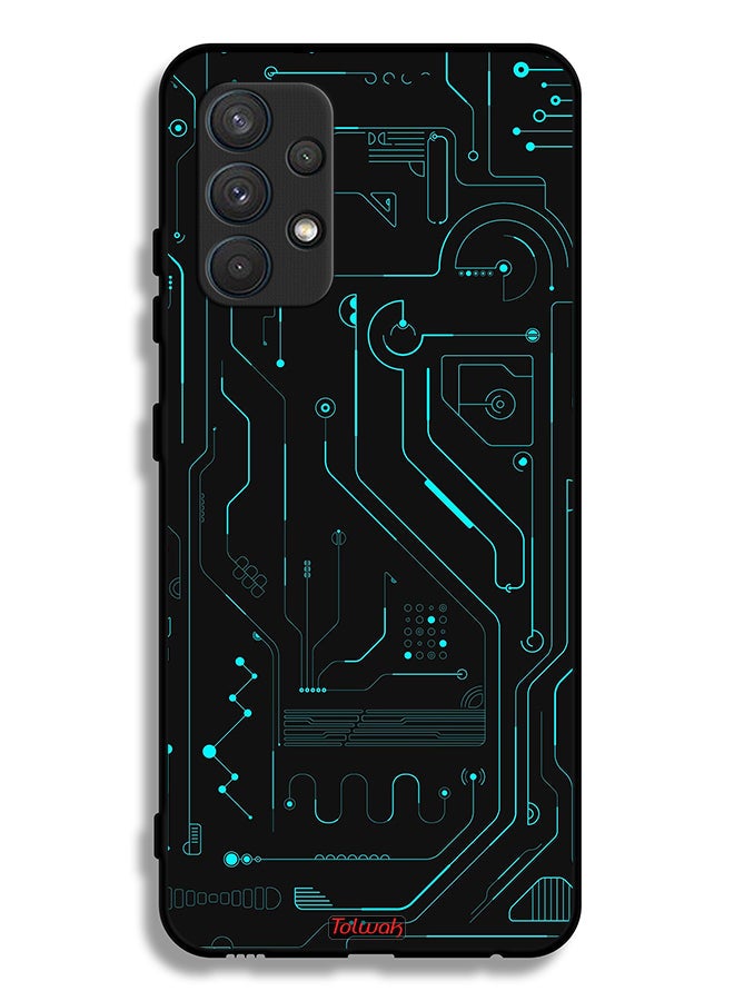 Tolwak Samsung Galaxy A32 4G Protective Case Cover Digital Art Circuits Minimalism Multiple Display - Image 1