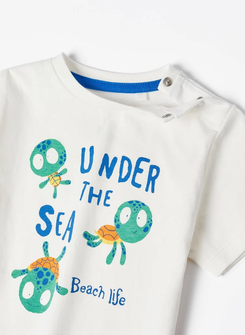 زيبي Cotton T-shirt + Shorts for Baby Boys 'Turtle'