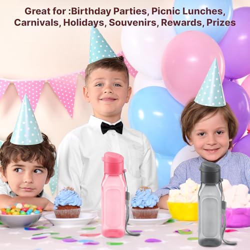 Milton Bulk Set of 16 Multicolor 10oz Water Bottles for Kids and Adults - Leak Proof With Carry Strap - Square Reusable for Juice, Drinks - BPA-Free Dishwasher-Safe - Image 5