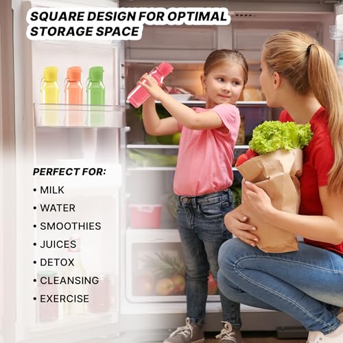 Milton Bulk Set of 16 Multicolor 10oz Water Bottles for Kids and Adults - Leak Proof With Carry Strap - Square Reusable for Juice, Drinks - BPA-Free Dishwasher-Safe - Image 2