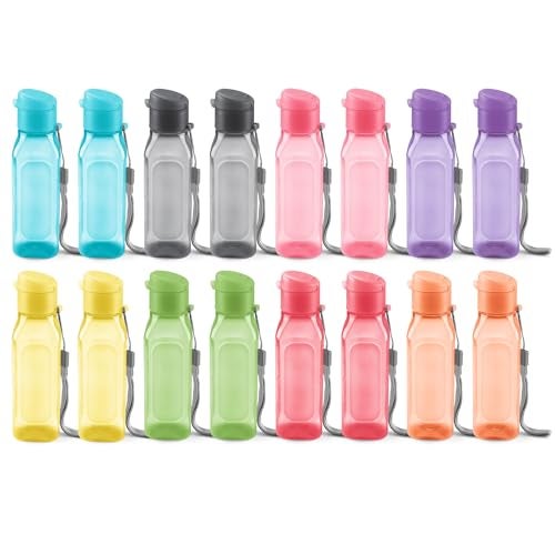 Milton Bulk Set of 16 Multicolor 10oz Water Bottles for Kids and Adults - Leak Proof With Carry Strap - Square Reusable for Juice, Drinks - BPA-Free Dishwasher-Safe - Image 1