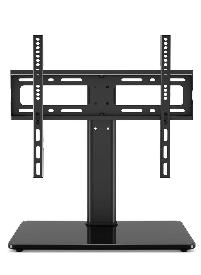 Universal TV Stand Base for 32-55 inch LCD LED TVs Height Adjustable TV Mount Stand with Tempered Glass Base Swivel Tabletop TV Stand - Image 1