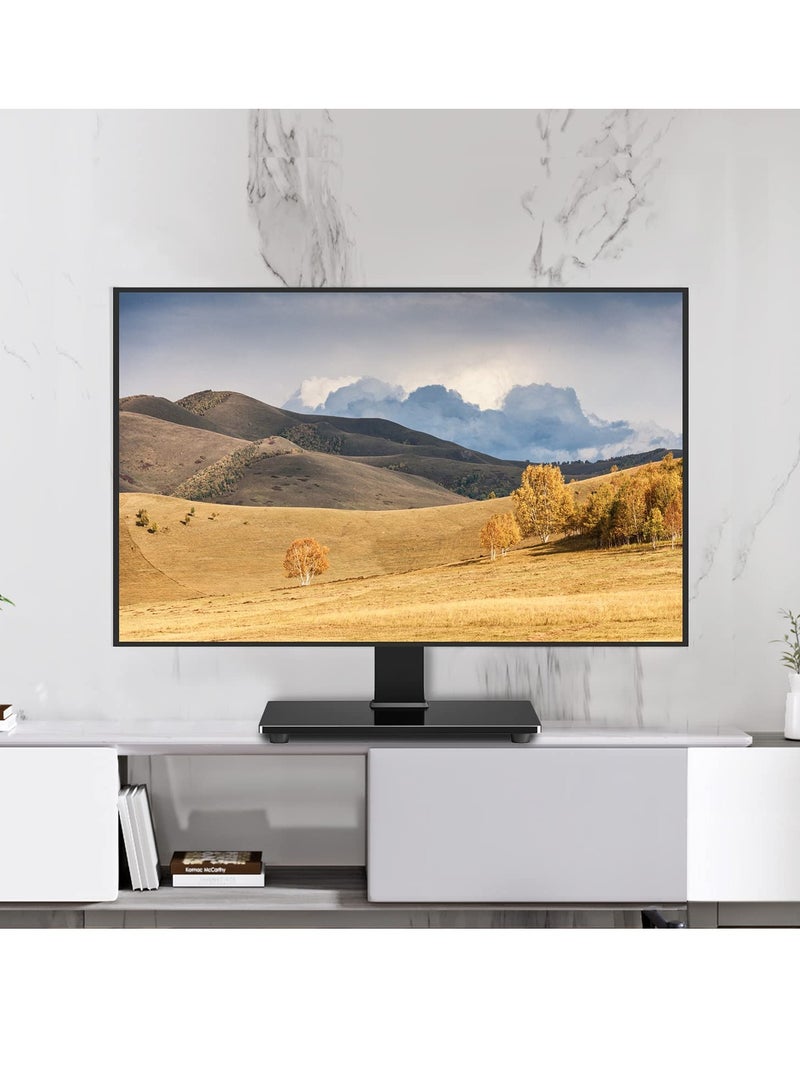 Universal TV Stand Base for 32-55 inch LCD LED TVs Height Adjustable TV Mount Stand with Tempered Glass Base Swivel Tabletop TV Stand - Image 4