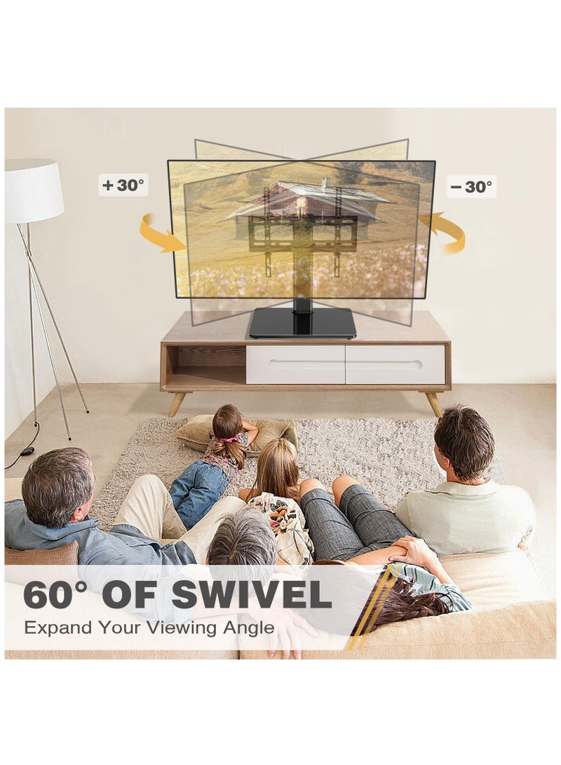 Universal TV Stand Base for 32-55 inch LCD LED TVs Height Adjustable TV Mount Stand with Tempered Glass Base Swivel Tabletop TV Stand - Image 3