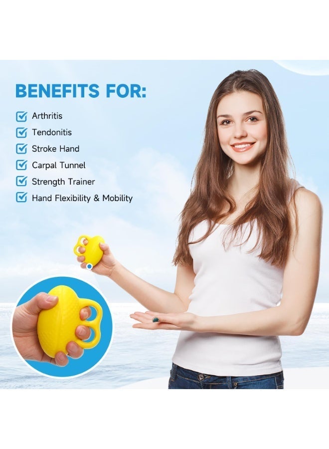 Chabeia Grip Strength Ball Trainer - Hand Exercise Device, Finger Flexor with, Portable Multifunctional Gripper Massage Fitness Equipment, Finger Extension Exerciser for Rehab, Arthritis, Carpal Tunnel（Yellow） - Image 5
