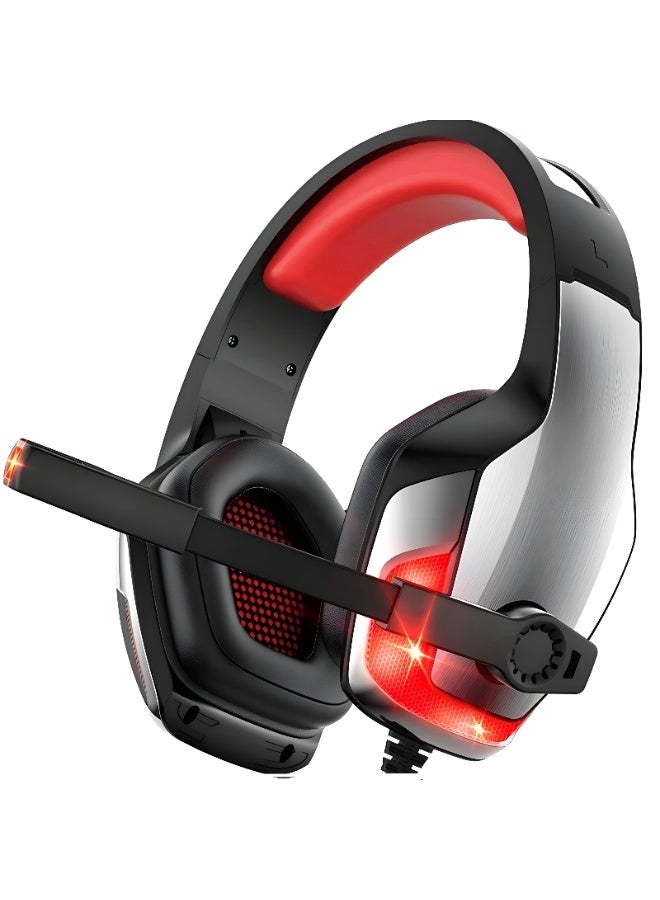 KOTION EACH G5300 Wired Gaming Headset with Surround Sound - Built-in Microphone - LED Light - 50mm Driver - USB 3.5mm Connection - Black & Red - Image 1