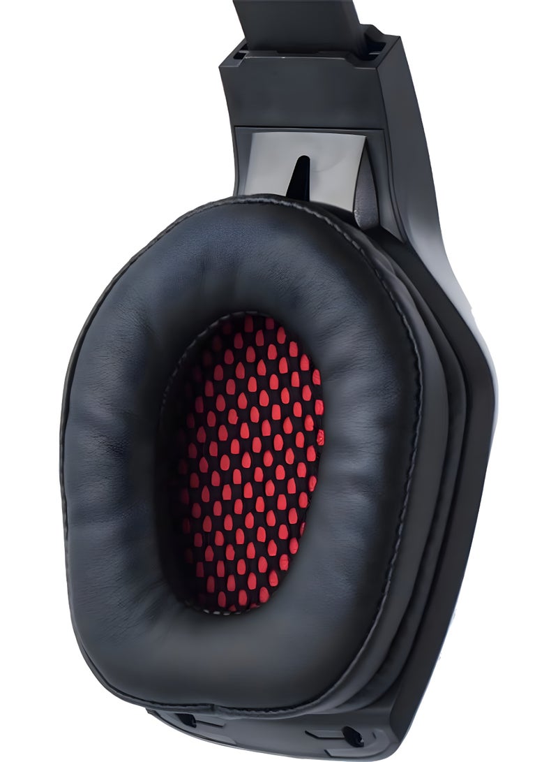 KOTION EACH G5300 Wired Gaming Headset with Surround Sound - Built-in Microphone - LED Light - 50mm Driver - USB 3.5mm Connection - Black & Red - Image 2