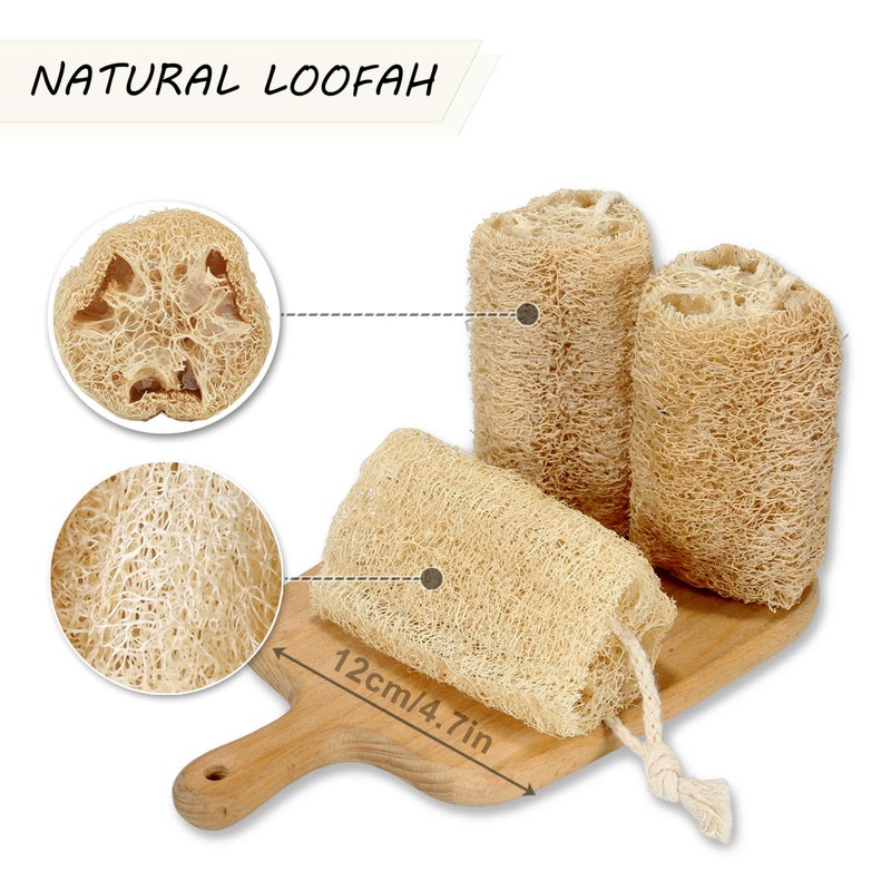 Balifeel Natural Loofah Sponge Organic Loofa Set 6 Pack,Exfoliating Body Scrubber Shower Luffa Men and Women for Bath Cleaning Skin Back and Face Eco Tool - Image 2