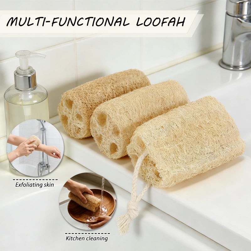 Balifeel Natural Loofah Sponge Organic Loofa Set 6 Pack,Exfoliating Body Scrubber Shower Luffa Men and Women for Bath Cleaning Skin Back and Face Eco Tool - Image 3