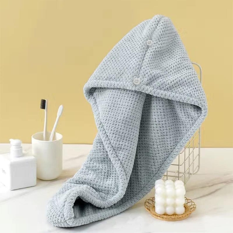 Lonimia Microfiber Hair Towel - Double Thickness Anti Frizz Hair Drying Cap for Women (Grey) - Image 5