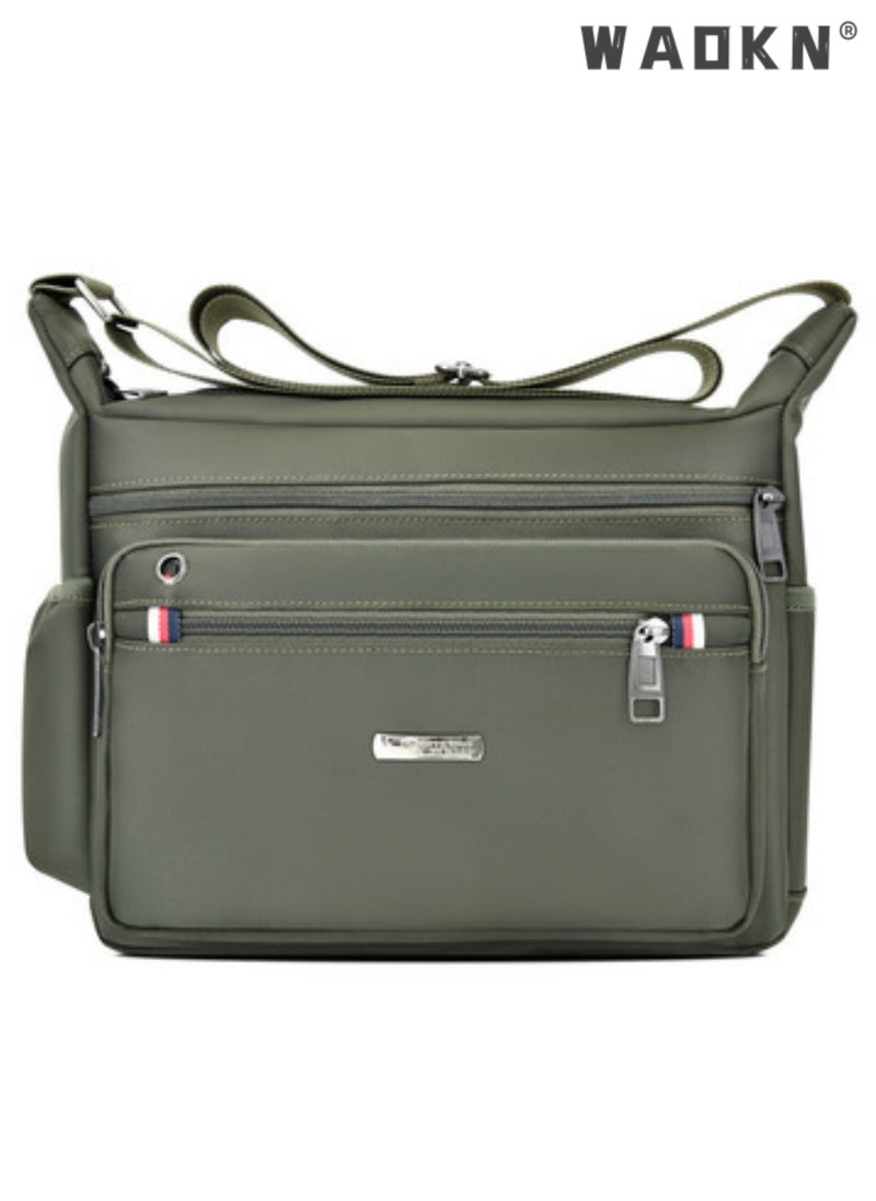 WAOKN Messenger Bag for Men,Shoulder Bag for All-Purpose Use Travel Bag Sling Bag Crossbody Bags,Hand Luggage,Leisure,Work,Office,Nylon Messenger Bag for Work Business Office School Bags Purse (Green)  - Image 1