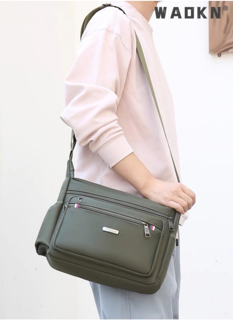 WAOKN Messenger Bag for Men,Shoulder Bag for All-Purpose Use Travel Bag Sling Bag Crossbody Bags,Hand Luggage,Leisure,Work,Office,Nylon Messenger Bag for Work Business Office School Bags Purse (Green)  - Image 4