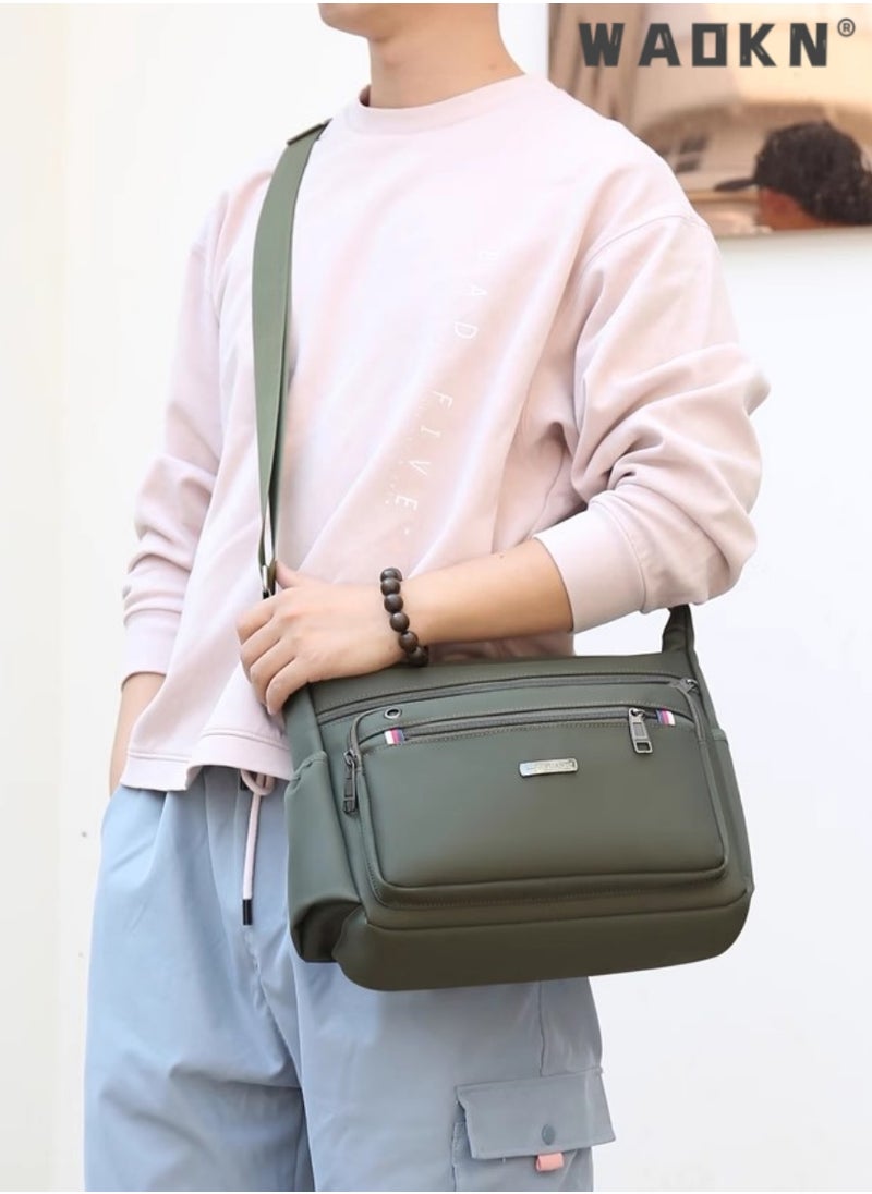 WAOKN Messenger Bag for Men,Shoulder Bag for All-Purpose Use Travel Bag Sling Bag Crossbody Bags,Hand Luggage,Leisure,Work,Office,Nylon Messenger Bag for Work Business Office School Bags Purse (Green)  - Image 5