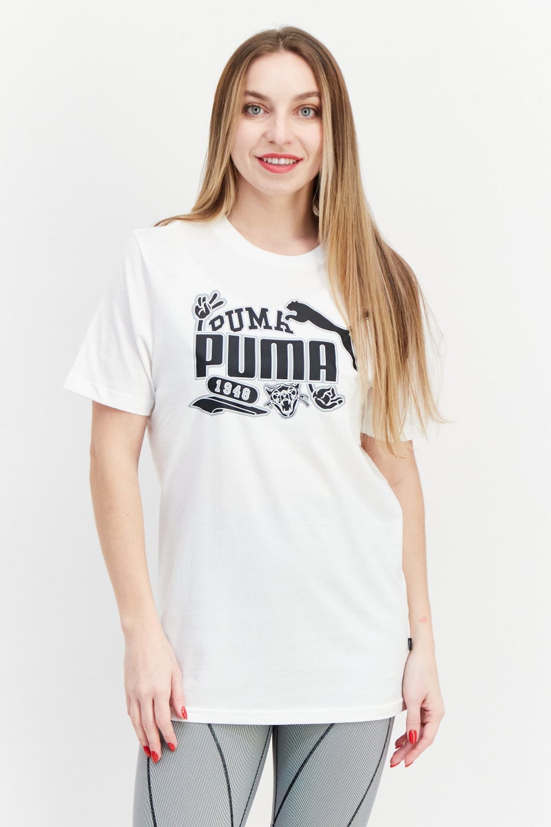 PUMA Women Sportswear Fit Short Sleeve Training T-Shirt, White  - Image 1