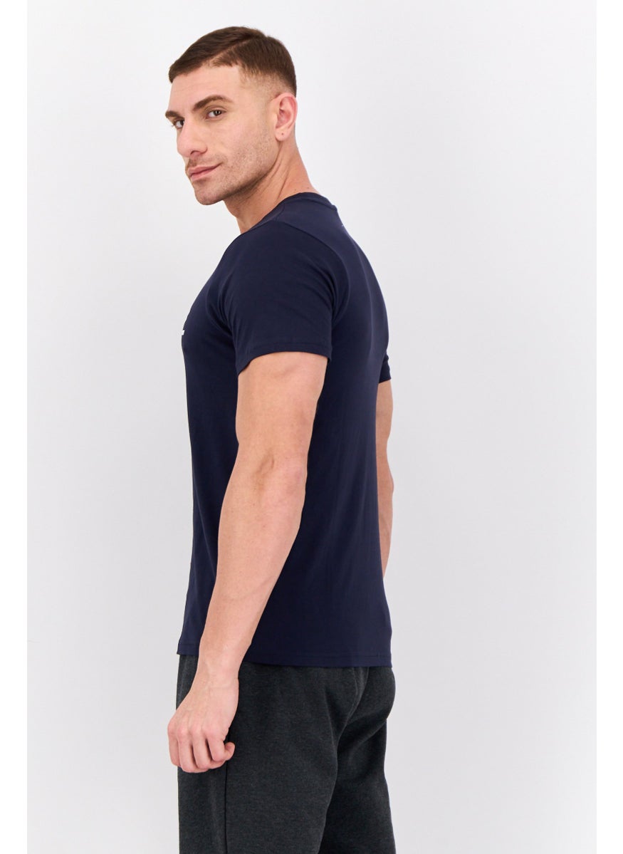 LOTTO - Men Sportswear Fit Short Sleeves Brand Logo Outdoor T-Shirt, Navy - Image 1