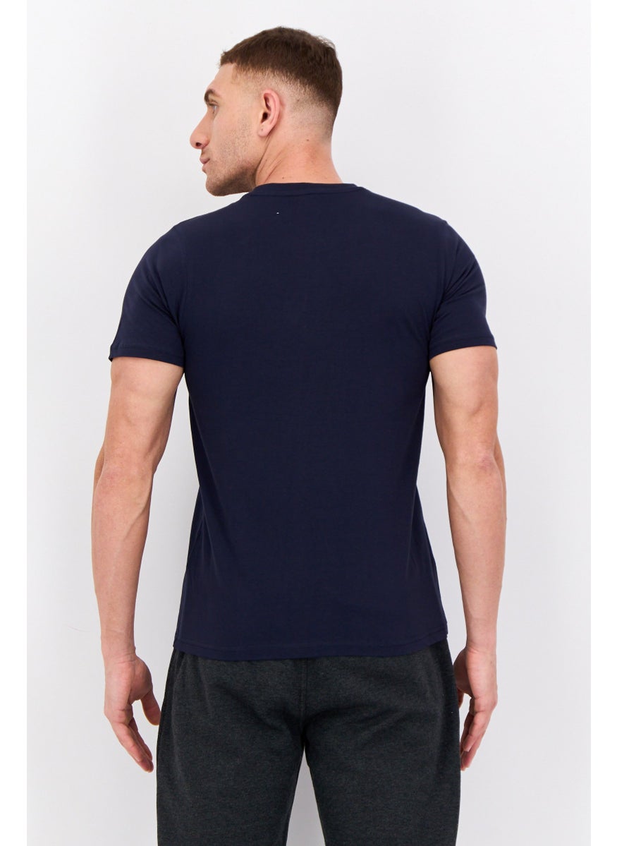 LOTTO - Men Sportswear Fit Short Sleeves Brand Logo Outdoor T-Shirt, Navy - Image 1