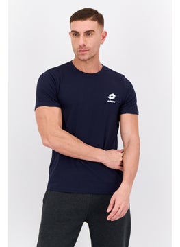 Men Sportswear Fit Short Sleeves Brand Logo Outdoor T-Shirt, Navy