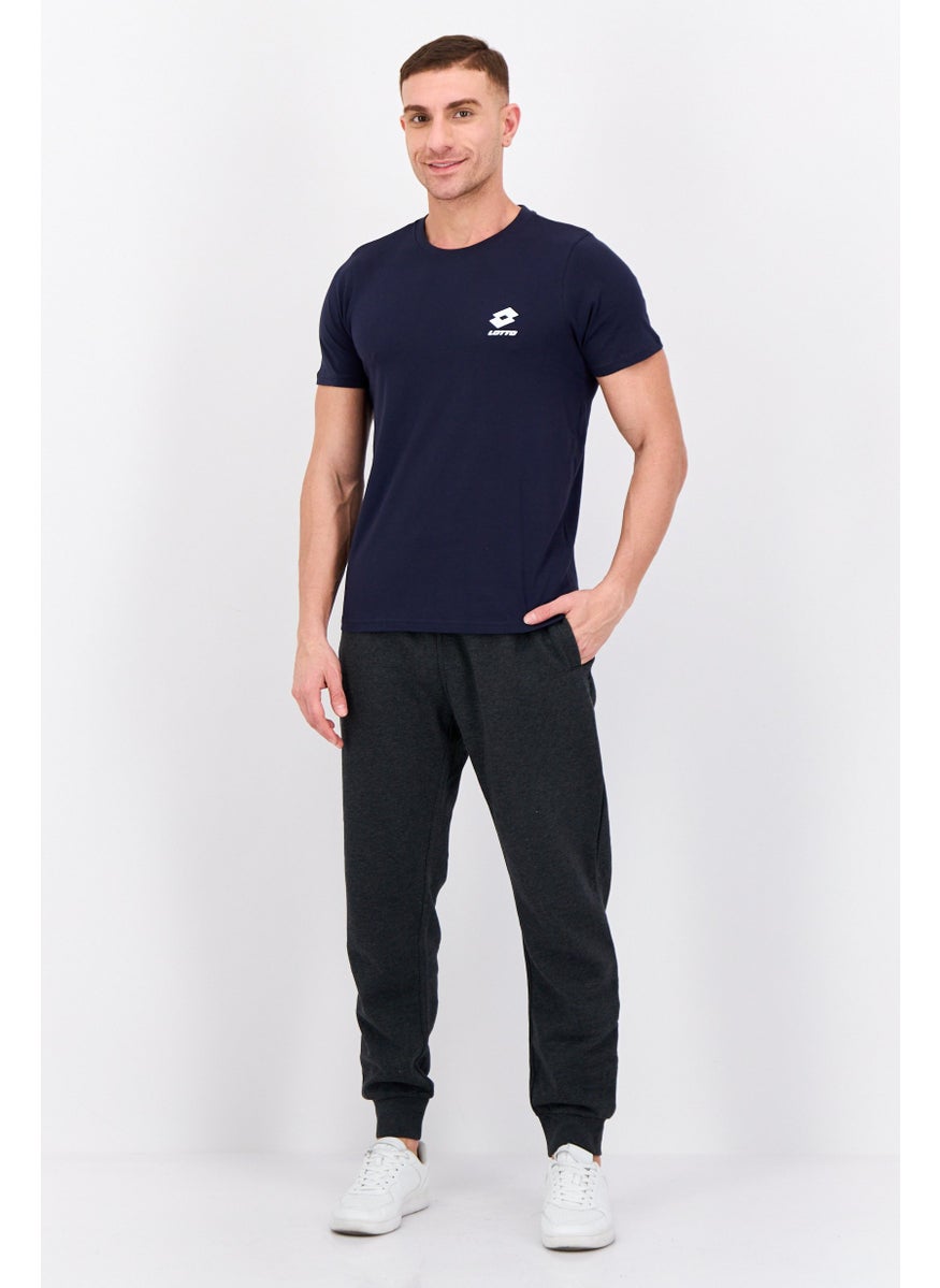LOTTO - Men Sportswear Fit Short Sleeves Brand Logo Outdoor T-Shirt, Navy - Image 1