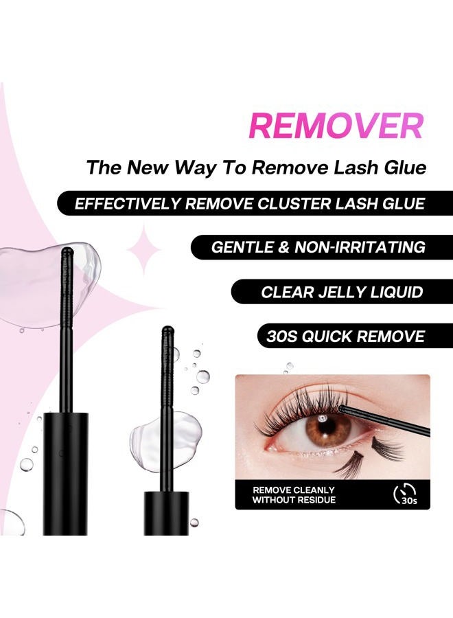 Calailis Cluster Lash Glue Lash Sealer and Lash Remover Kit, Super Strong Hold and Long Lasting 72 Hours Lash Bond and Seal Quick Gentle Clean Non-Irritating Lash Extension Remover - Image 5