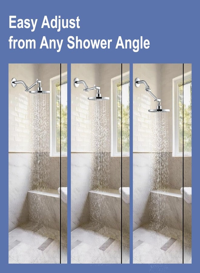 OFFO Shower Head Extension Arm, 6 in Shower Extension Arm with Locking Nut, Adjustable Height and Angle Shower Arm Extender, Universal G1/2 Connector for Fixed and Handheld ShowerHead, Chrome - Image 4