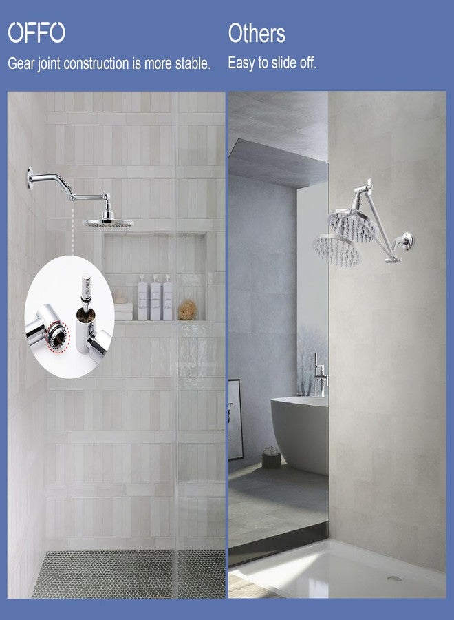 OFFO Shower Head Extension Arm, 6 in Shower Extension Arm with Locking Nut, Adjustable Height and Angle Shower Arm Extender, Universal G1/2 Connector for Fixed and Handheld ShowerHead, Chrome - Image 3