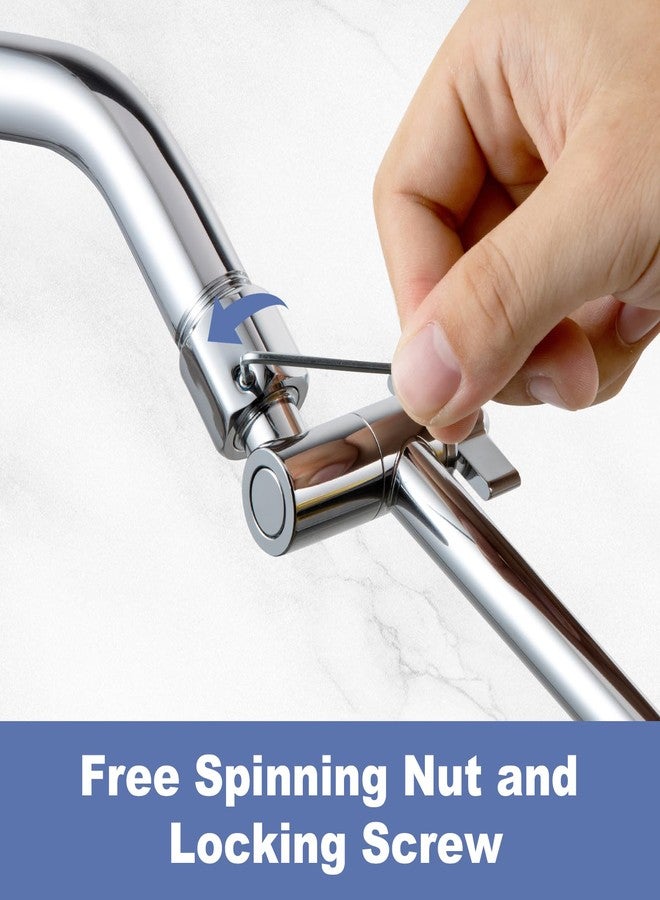 OFFO Shower Head Extension Arm, 6 in Shower Extension Arm with Locking Nut, Adjustable Height and Angle Shower Arm Extender, Universal G1/2 Connector for Fixed and Handheld ShowerHead, Chrome - Image 2