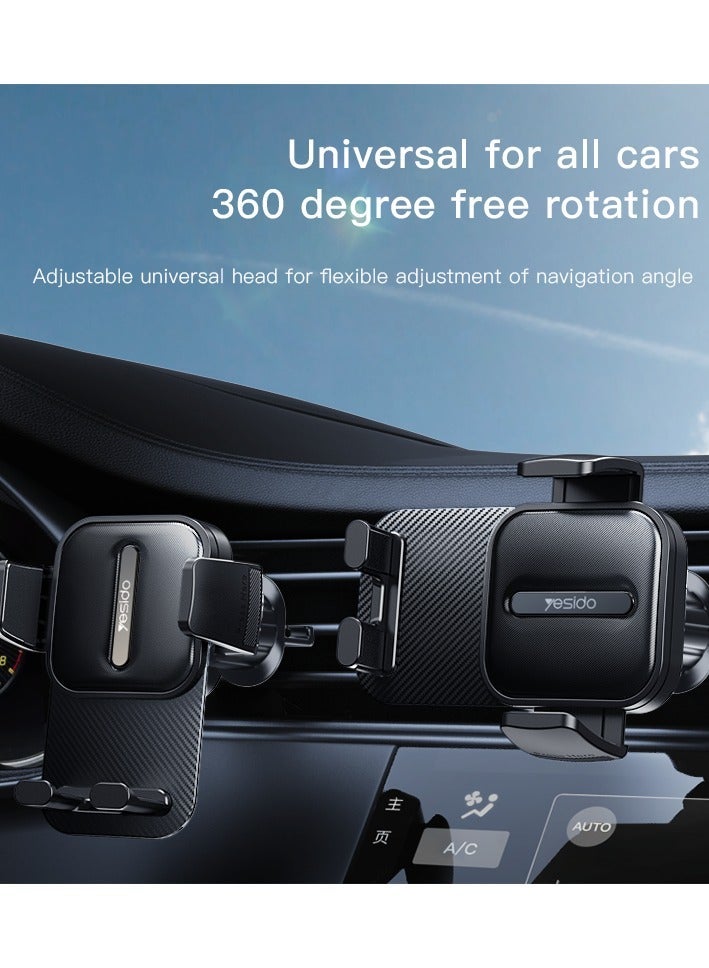 يسيدو حامل هاتف للسيارة ذو تثبيت آمن من Yesido C167، يُثبّت على فتحة التهوية، مناسب لجميع الهواتف الذكية - Image 4