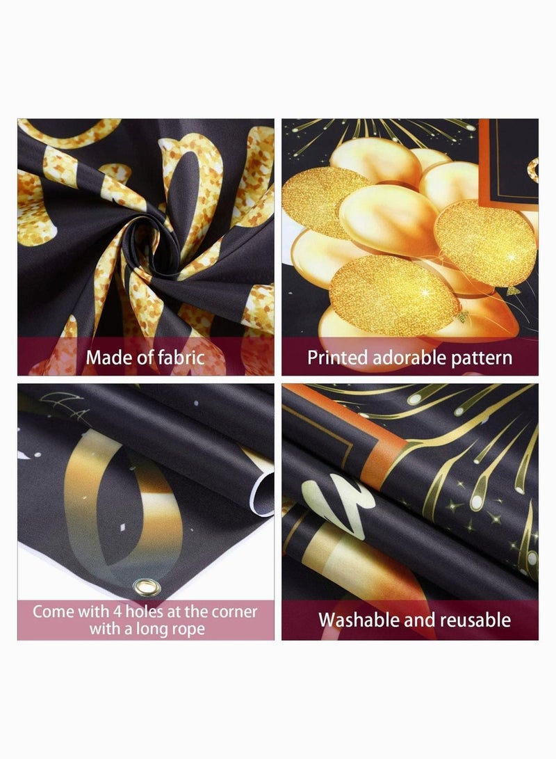 NIBEMINENT Birthday Backdrop Banner, KASTWAVE Large Black Gold Balloon Star Fireworks Party Sign Poster Photo Booth for Men Women Decorations, 72.8 x 43.3 Inch - Image 4