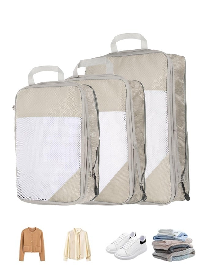 HOMESTAR 3 Pcs Compression Packing Cubes Bags , Compressible Space-Saving Packing Cubes for Travel - Compression Bags, Luggage Organizer, Home Travel Essentials - Image 1