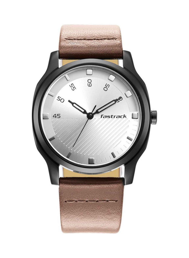 Fastrack Stunners Analogue Watch Silver Round Dial  Brown Strap for Men's - Image 1