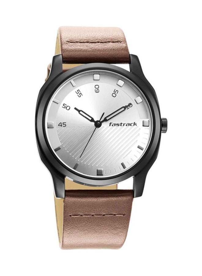 Fastrack Stunners Analogue Watch Silver Round Dial  Brown Strap for Men's - Image 2
